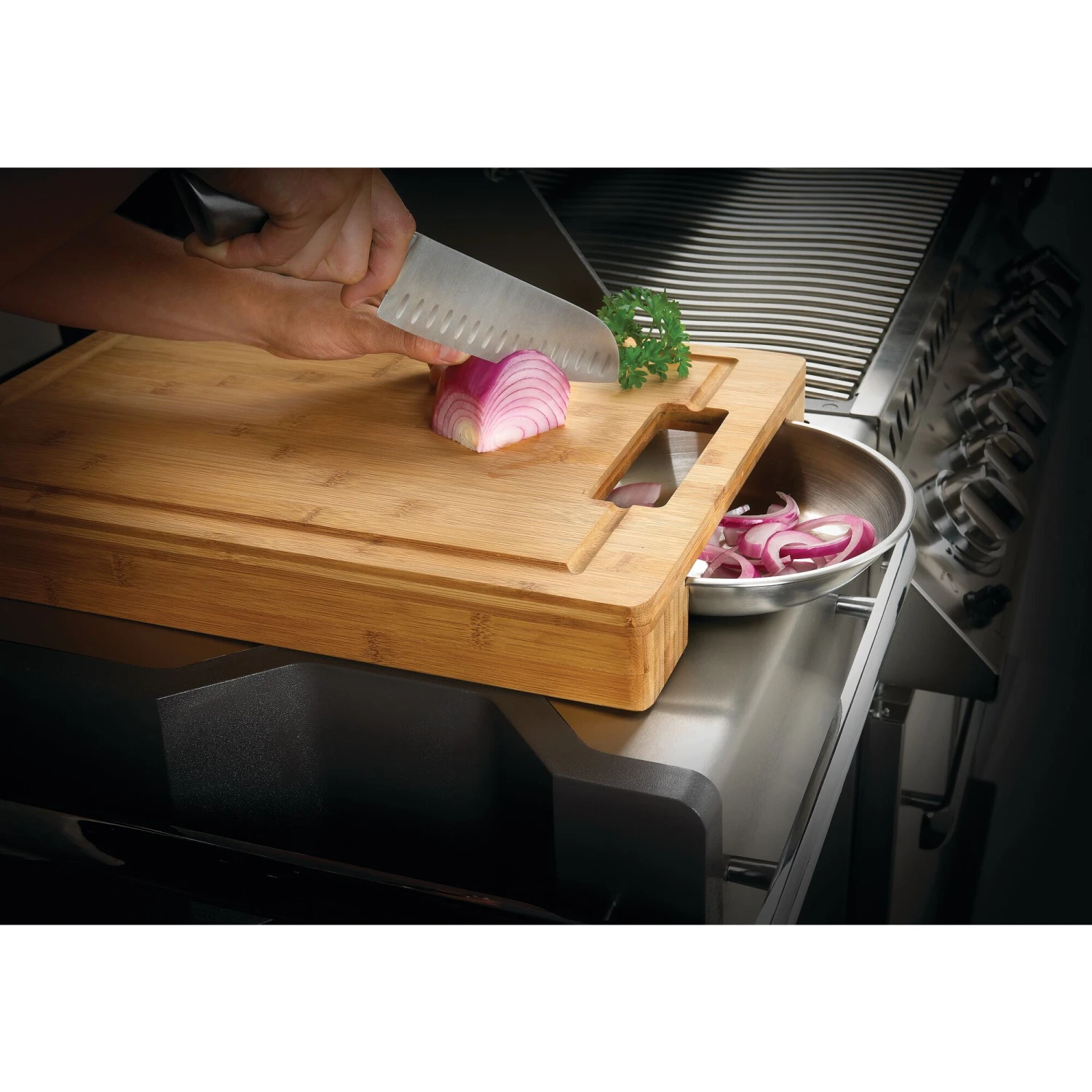 Napoleon PRO Bamboo Cutting Board With Stainless Steel Bowls 4 Napoleon PRO Bamboo Cutting Board With Stainless Steel Bowls - Image 4