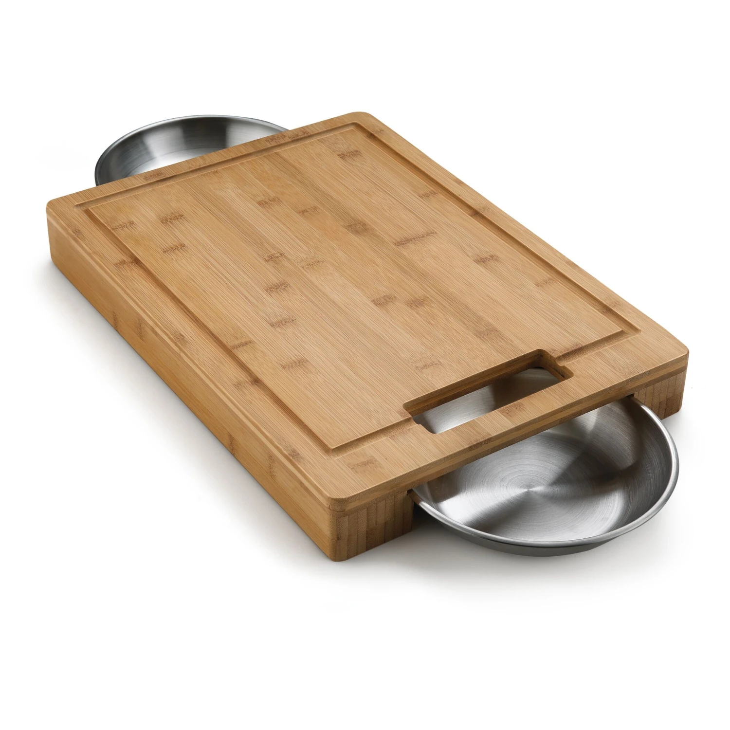 Napoleon PRO Bamboo Cutting Board With Stainless Steel Bowls 1 Napoleon PRO Bamboo Cutting Board With Stainless Steel Bowls