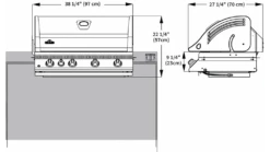 Napoleon Oasis 200 - LEX605 - Island Gas BBQ -Napoleon Grills Hub ps Dimensions BILEX605RBI 1 1000x563 1